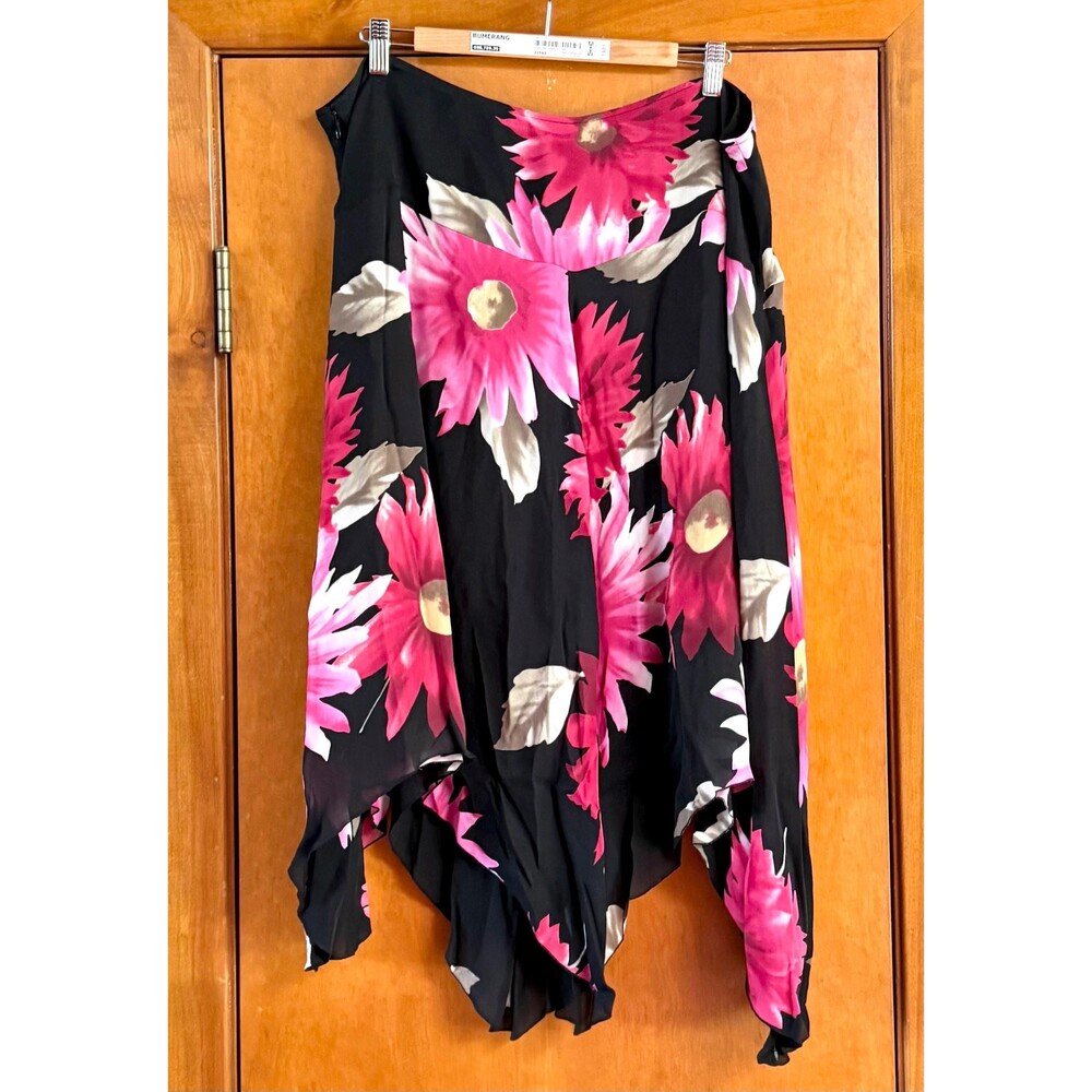 Vintage Nygård Collection 100% Silk Floral Handkerchief Hem Skirt 20 Y2K NWOT - Picture 5 of 7